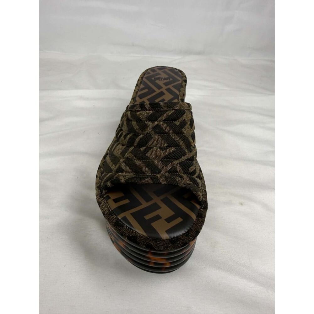 Fendi Zucca Canvas Promenade Wedge Platform Slide Sandals US 10 SPB-TS 368877 - Picture 11 of 13